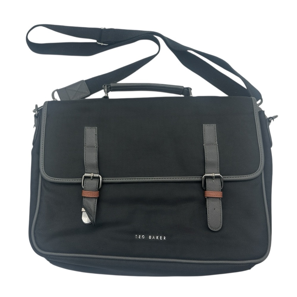 Ted Baker London Cattar Messenger Style Laptop Work Bag in Black/Grey